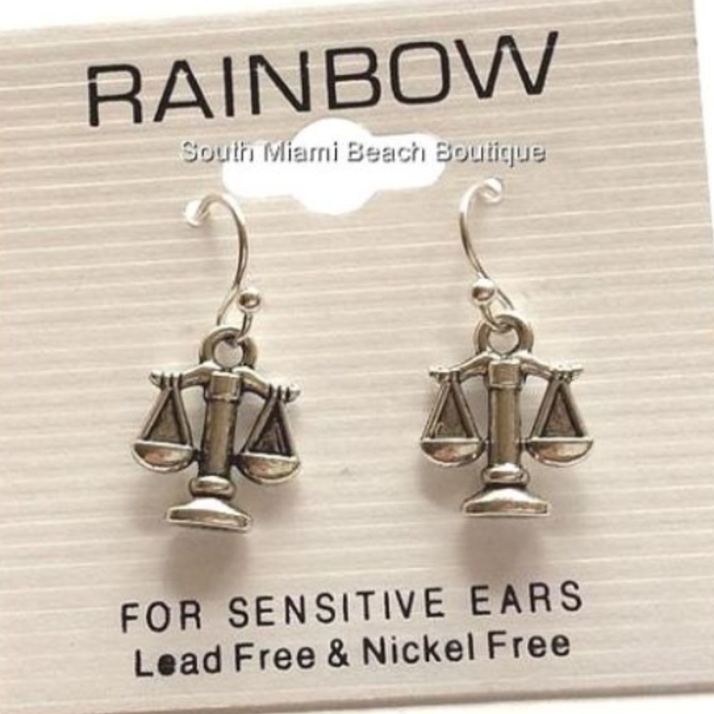 Silver Law Earrings Lawyer Judge Attorney Libra